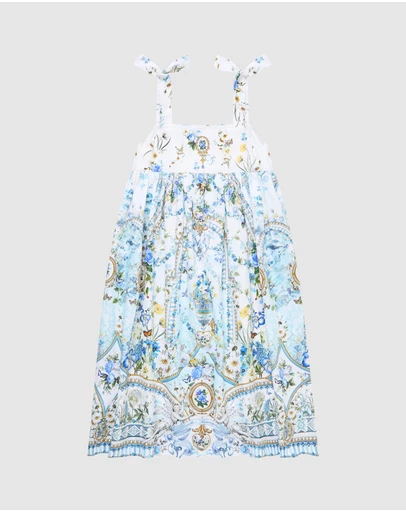 Camilla - Tie Strap Maxi Dress With Pintucks - Kids-Teens