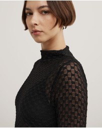 Witchery - Textured Mesh Long Sleeve Top