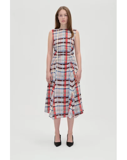 Stine Goya - Checkered Cady Sleeveless Gathered Midi Dress