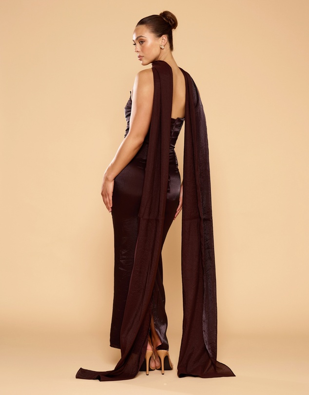 CATHERINE FERRARO - Evangeline Strapless Gown with Scarf