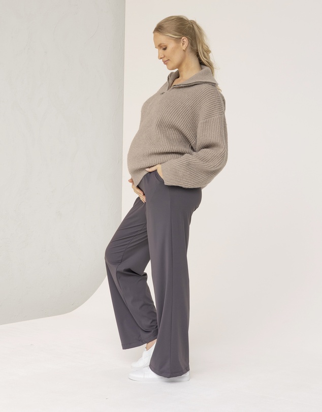 Angel Maternity - Lia Maternity Oversized Quarter Zip Knit Jumper