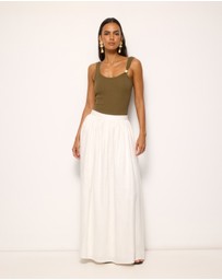 AERE - Tiera Gathered Midi Skirt