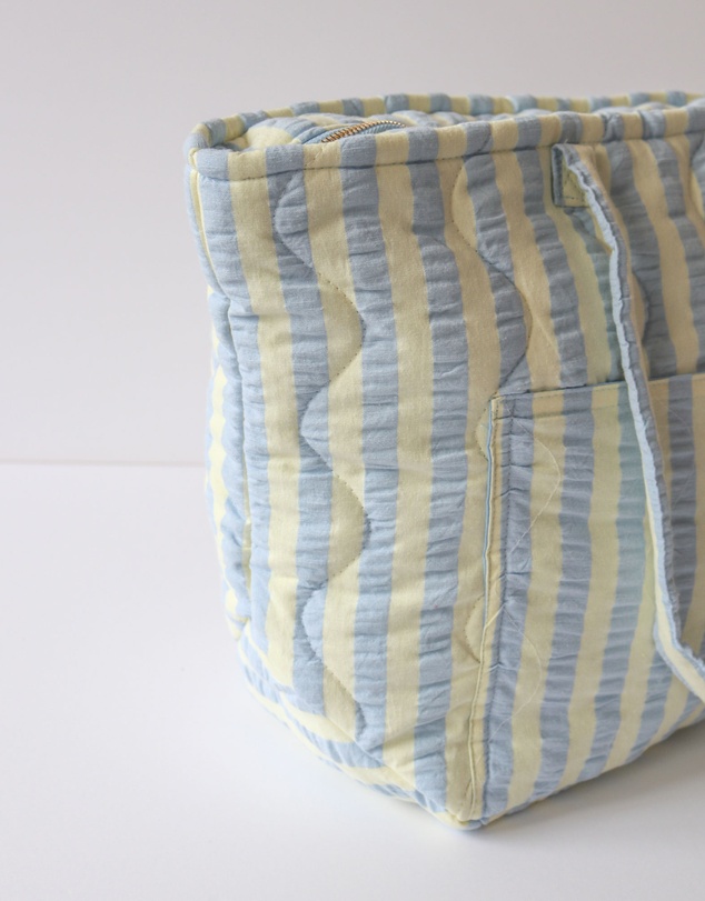 Mosey Me - Butter Blue Seersucker Quilted Bag