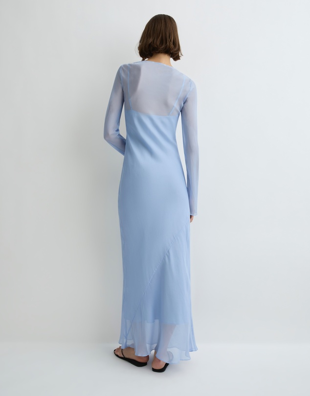BONDI BORN - Capri Silk Bias Long Dress - Sky