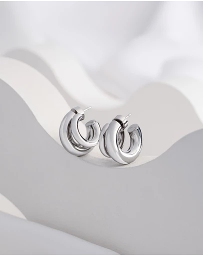 Wanderlust + Co - Hailey Double Nano Hoop 9mm Earrings