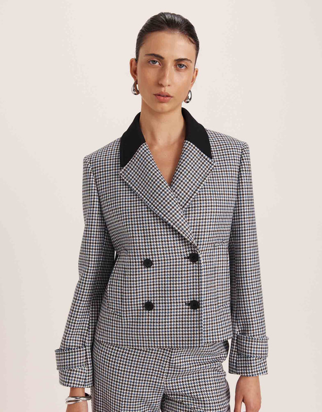 SABA - Prudence Wool Check Peacoat