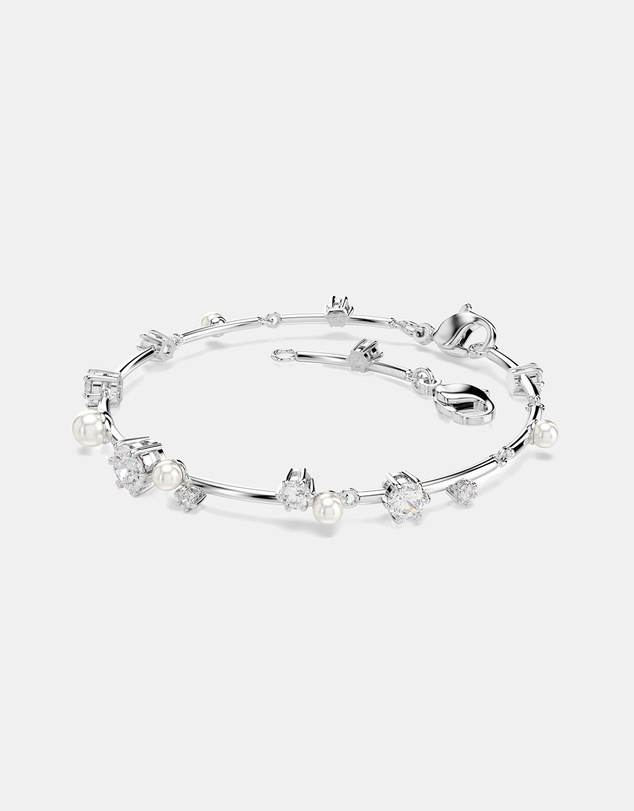 Swarovski - Constella Tennis Bracelet, Crystal Pearl, Round Cuts, White, Rhodium Plated