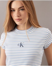 Calvin Klein Jeans - Yarn-Dyed Stripe Monologo Baby Tee
