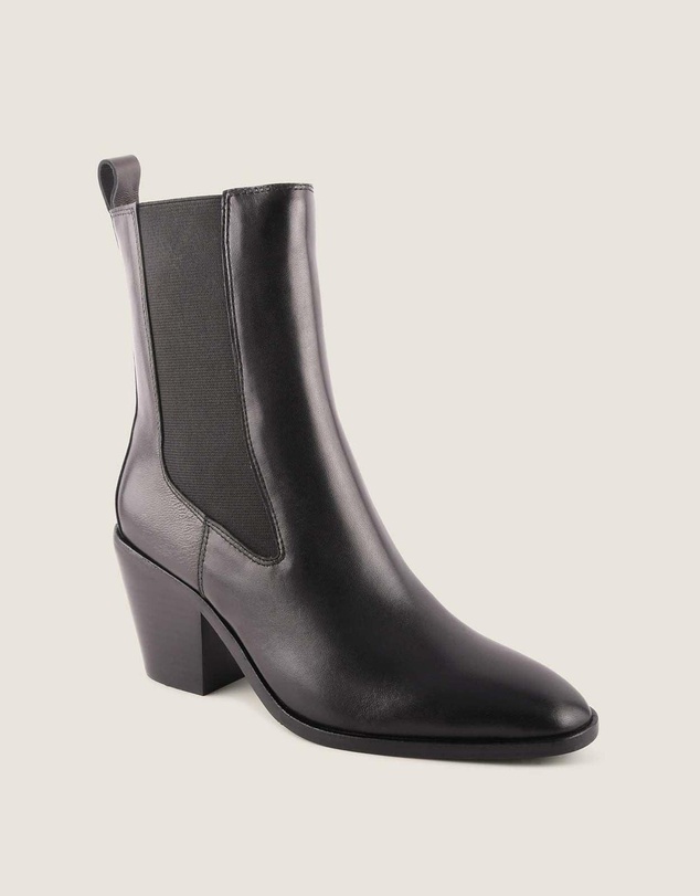 Shelly Shen - Ali Heel Ankle Boots Black Leather