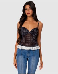 EDIKTED - Polka Dot Cupped Mesh Top