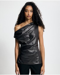 Lover - Fleur Patent Leather Look Asymmetrical Top