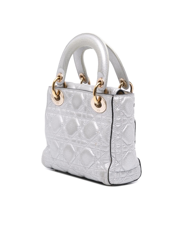 Pre-Loved by Azura Reborn - Pre-Loved Mini Metallic Grained Calfskin Cannage Lady Dior