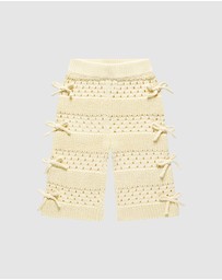Kynd Baby - Knit Bow Pant in Ivory