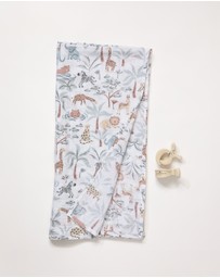 Living Textiles - Organic Muslin Swaddle & Peg Set - Wild Safari