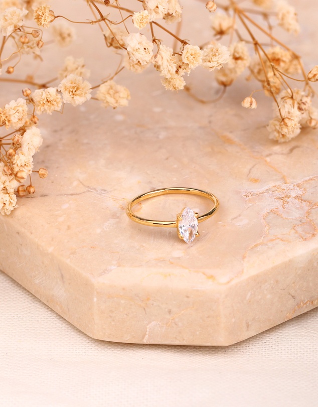 Elli Jewelry - Zirconia Band Ring in Gold-Plated 925 Silver