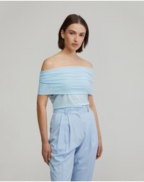 Oxford - Nia Mesh Off-Shoulder Top