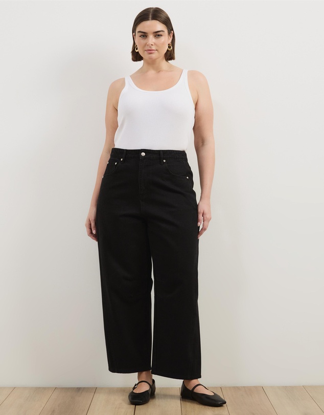 Atmos&Here Curvy - Poppy Cropped Barrel Leg Jeans