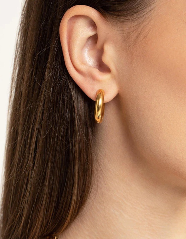 Lovisa - Waterproof Gold Plated Stainless Steel Chunky Medium Hoop Earrings