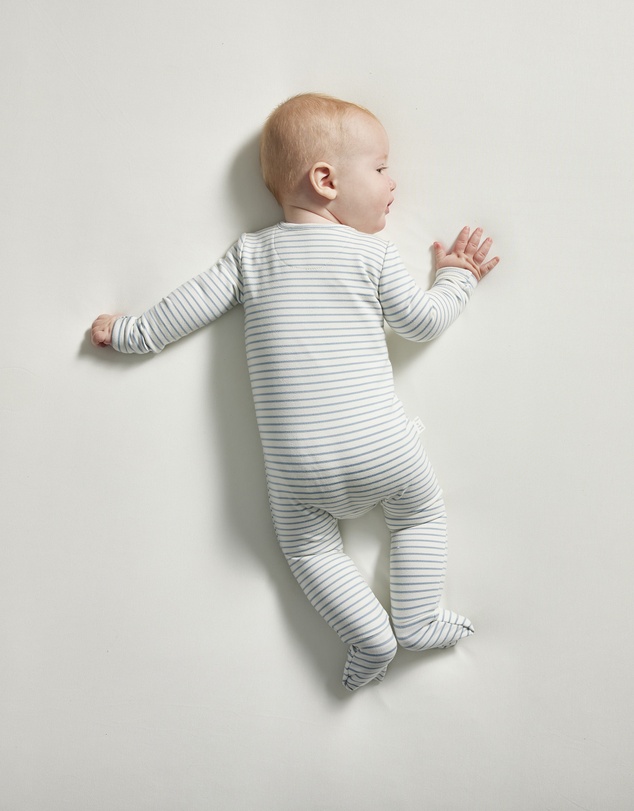 Grow Kindly - Light Zippee Baby Romper in Dusk Blue Stripe (0.2 TOG)