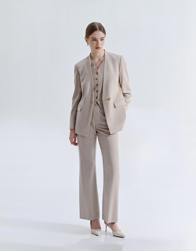 IDA+S - Liora Silk Wool Straight Leg Suit Pants