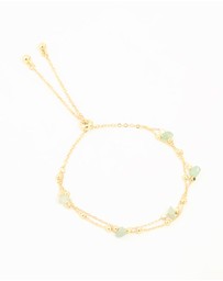 Lovisa - Gold Plated Green Semi Precious Stone Layered Toggle Bracelet