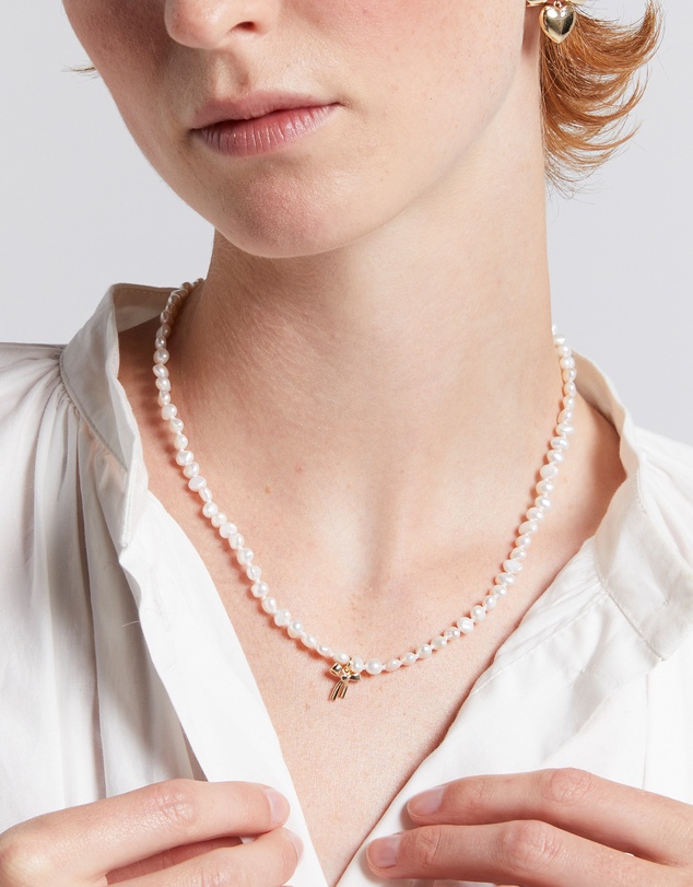 Karen Walker - Petite Bow with Pearls Necklace