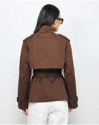 AERE - Sadie Funnel Neck Crop Trench Coat