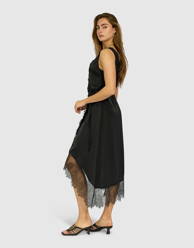 Belle & Bloom - Soft Temptation Lace Trim Wrap Dress
