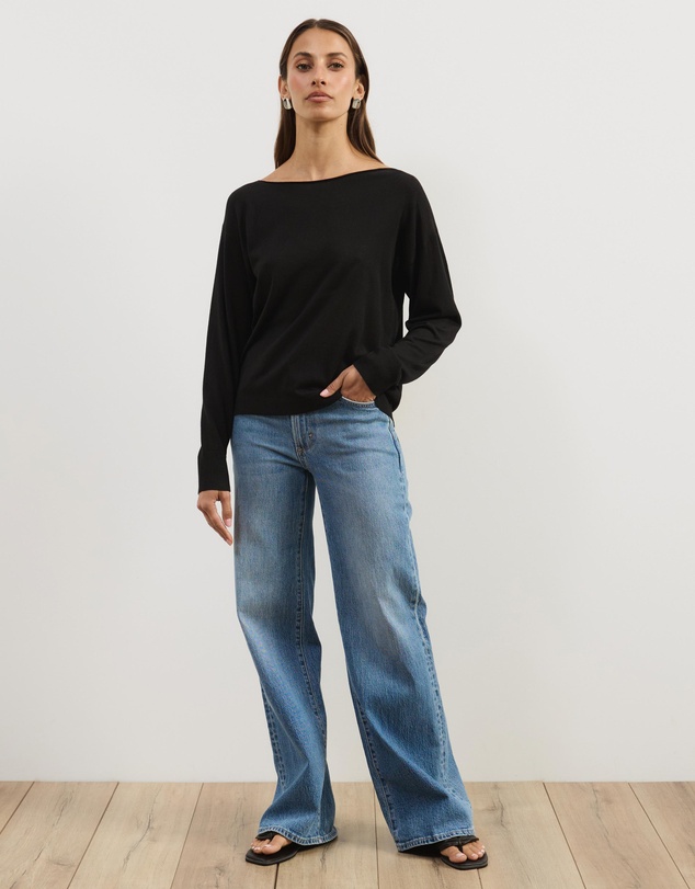 Atmos&Here - Riva Off Shoulder Fine Knit Top With Long Batwing Sleeve