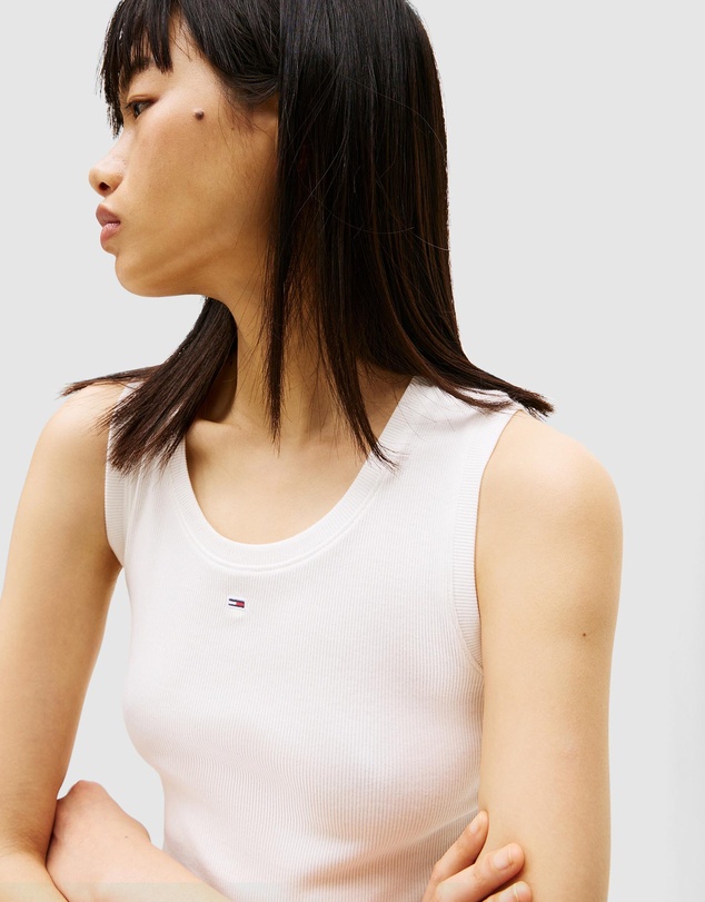 Tommy Jeans - Ribbed Flag Embroidery Slim Tank Top