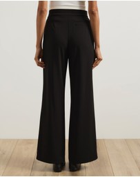 Atmos&Here - Cally Contrast Waist Wide Leg Pants