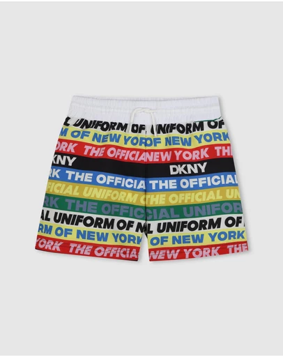 DKNY - Colour Block Logo Script Swim Shorts - Teens