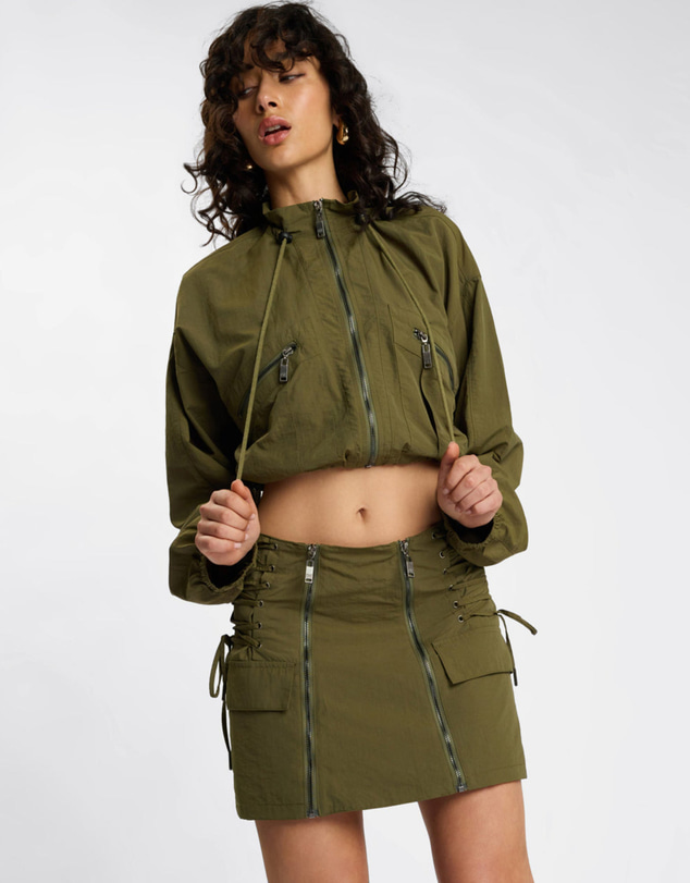 ONE TEASPOON - Drift Cropped Bubble Hem Jacket - Khaki