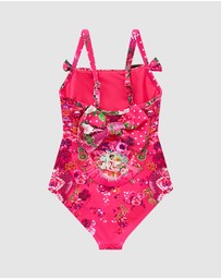 Camilla - Straight Neck One Piece With Bows - Kids-Teens