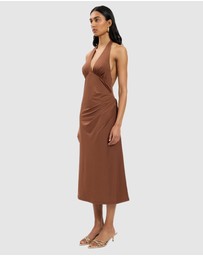 With Harper Lu - Pleated Backless Halter Dress