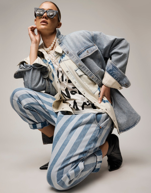 ONE TEASPOON - Outcasts Low Waist Drop Crotch Harem Denim Jeans - Beach Club Stripe