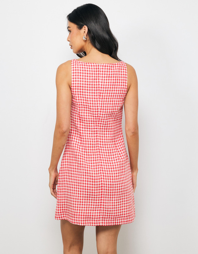 AERE - Inka Linen Gingham Mini Dress
