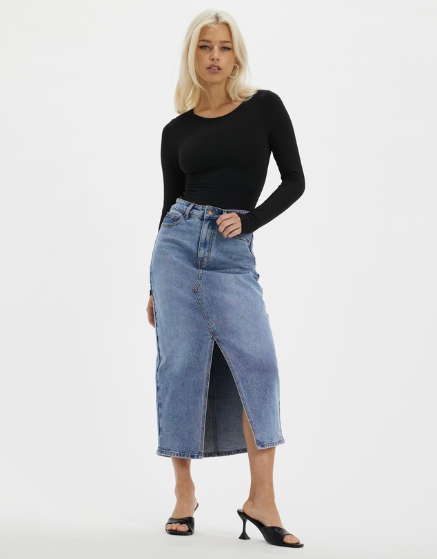 Dazie - Love Again Denim Midi Skirt