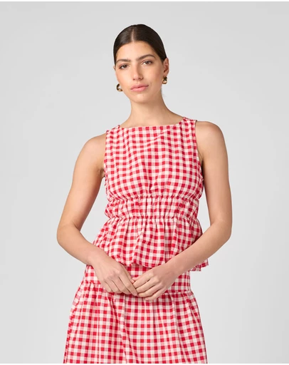 MVN - Gingham Cinched Top