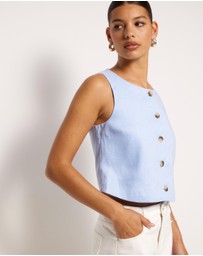 AERE - Linen Button Through Tank