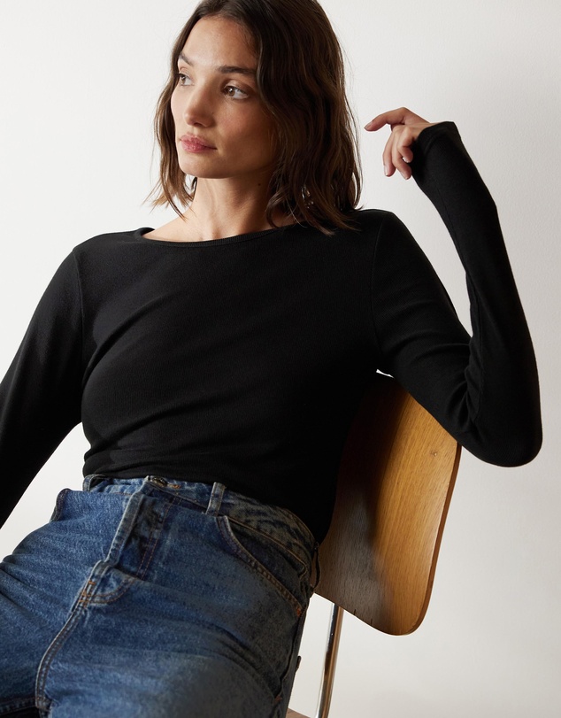 Atmos&Here - Organic Cotton Ribbed Long Sleeve Top
