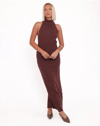 Petal & Pup - Halley Knit Halter Skirt Set - Brown