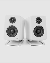 iWorld - Kanto S2W Angled Desktop Speaker Stands for Small Speakers - Pair, White
