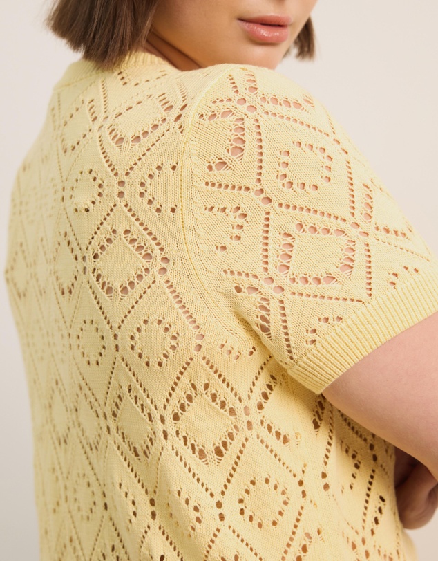 Atmos&Here Curvy - Hani Short Sleeve Open Knit Cardigan
