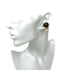 Pre-Loved by Azura Reborn - Pre-Loved CC Gold Plated Resin and Faux Pearl Drop Clip On Earrings