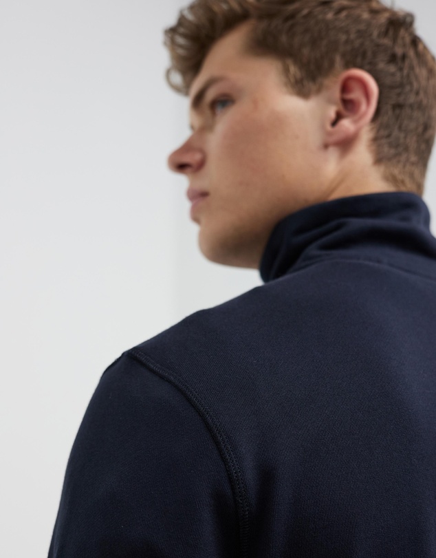 BOSS - Cotton-Terry Zip Neck Sweatshirt With Logo Patch