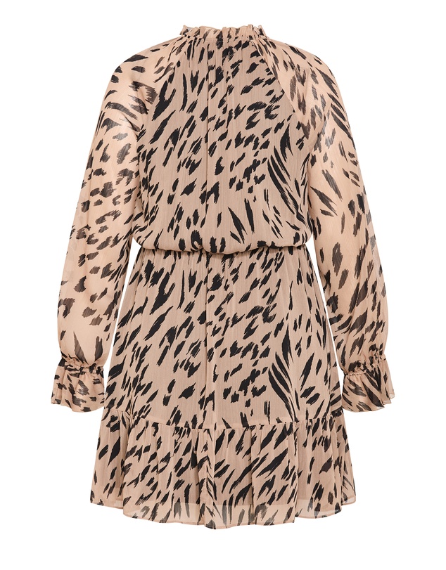 City Chic - Plus size Rhea Animal Print Mini Dress - stone