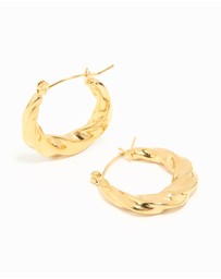 Lovisa - Waterproof Gold Plated Stainless Steel Twisted Medium Hoop Earrings