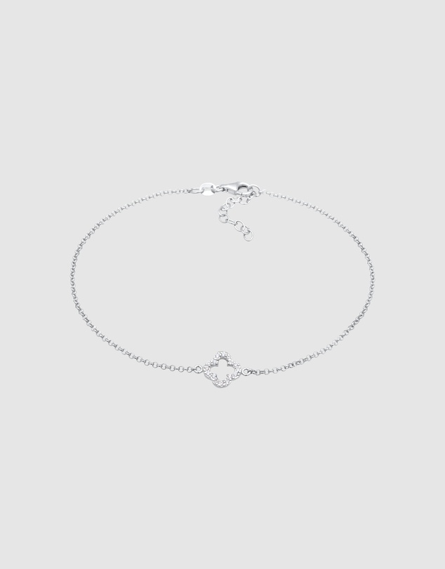 Elli Jewelry - Cloverleaf Zirconia Anklet in 925 Silver