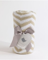 Living Textiles - Chenille Blanket - Chevron Taupe
